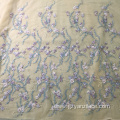 Purple Handmade Beaded Crystal Lace Fabric